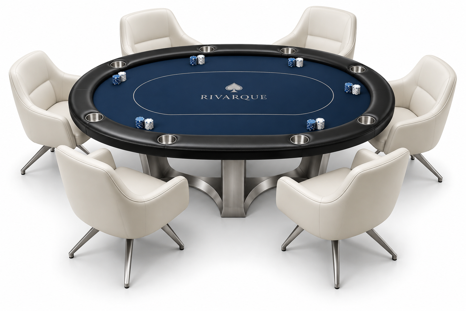 A RIVARQUE poker table with chairs